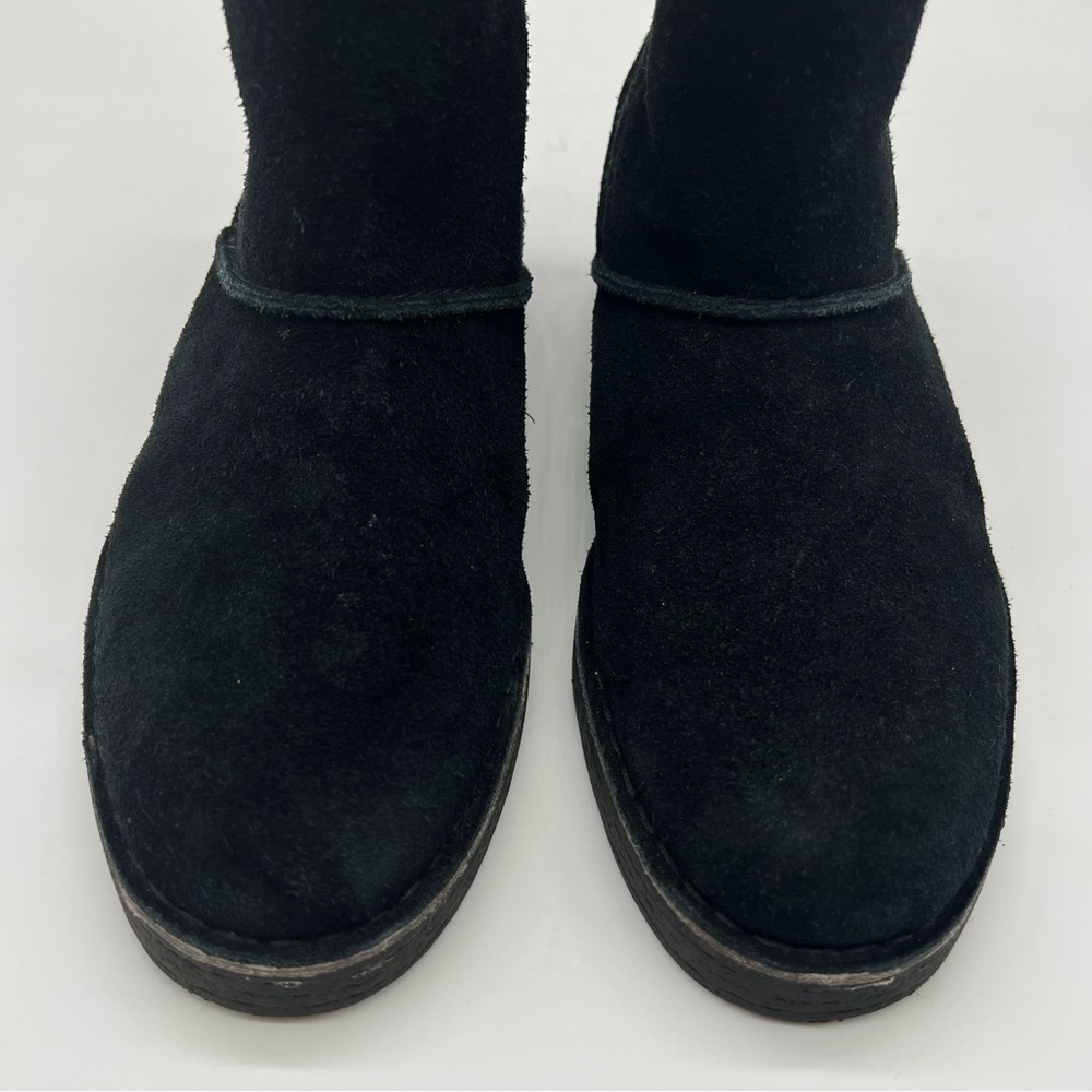 Clarks Womens Drafty Day Black Suede Mid Calf Boots Size 8.5 Cushion Soft - Picture 2 of 10